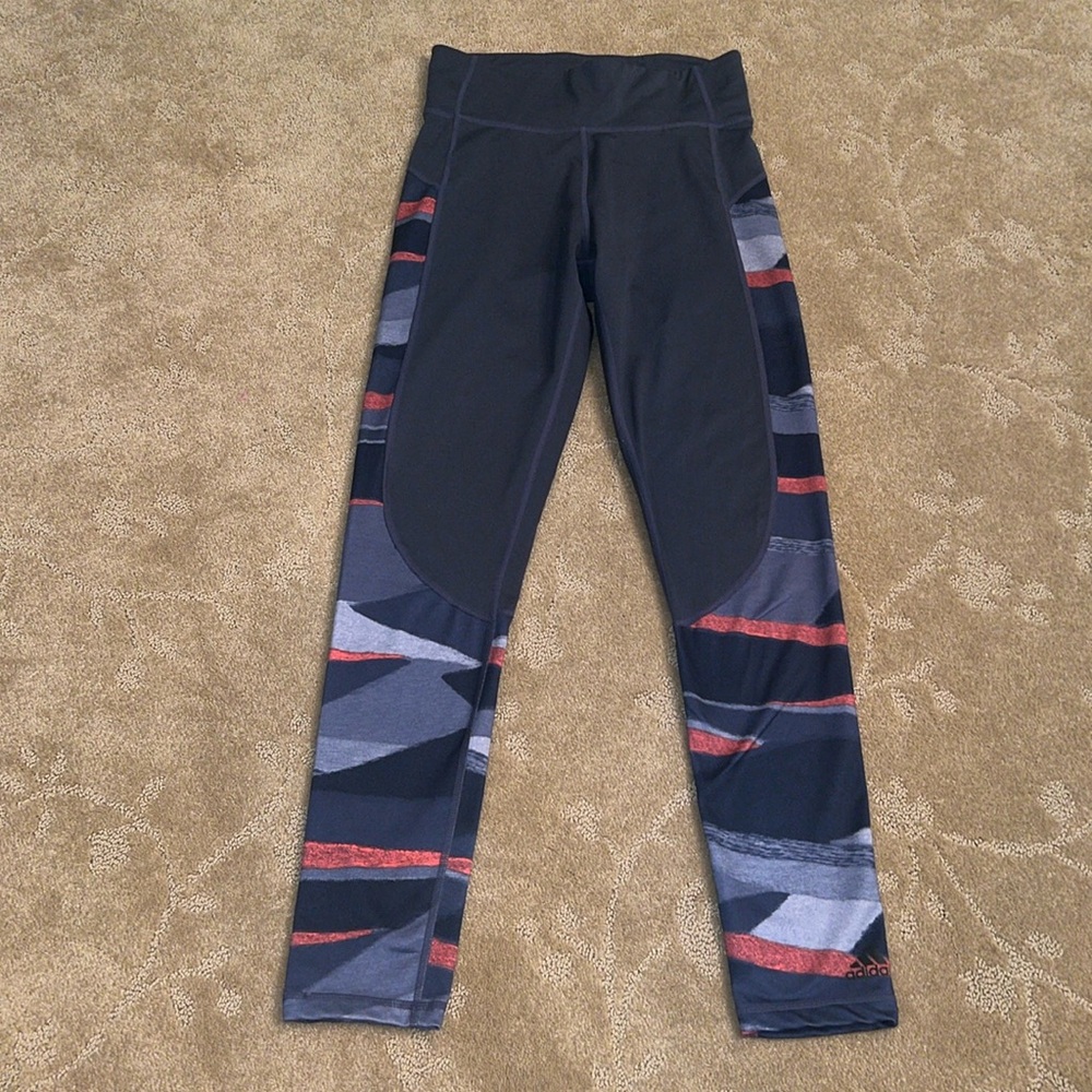 Adidas Climalite Blue Striped Leggings, Small